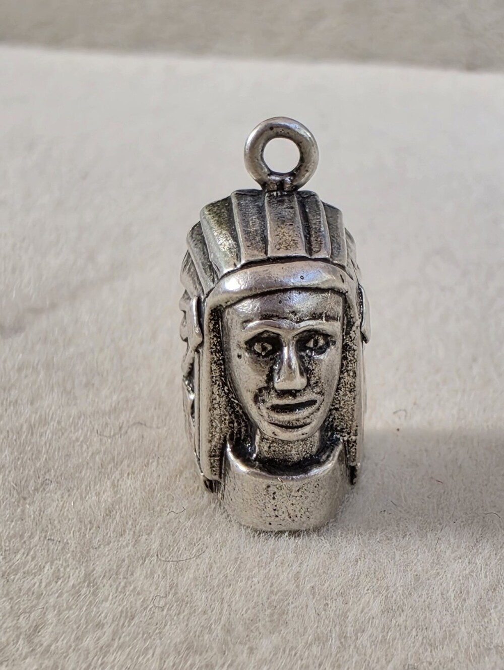 Vintage Sterling Silver Figural Head Charm Pendant • 4.24g